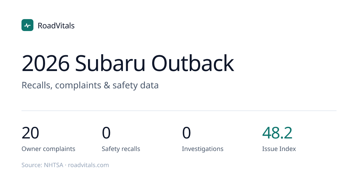2026 Subaru Outback Recalls, Complaints & Problems · RoadVitals
